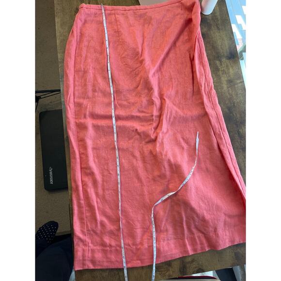 Plaza South Womens 16 Orange Back Slit Linen Blend Skirt Office Wear FLAW - Picture 6 of 7